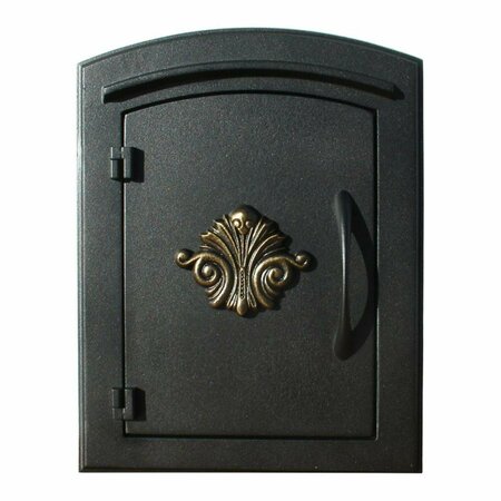 BOOK PUBLISHING CO 14 in. Manchester Non-Locking Column Mount Mailbox with Decorative Scroll Logo in Black GR2642866